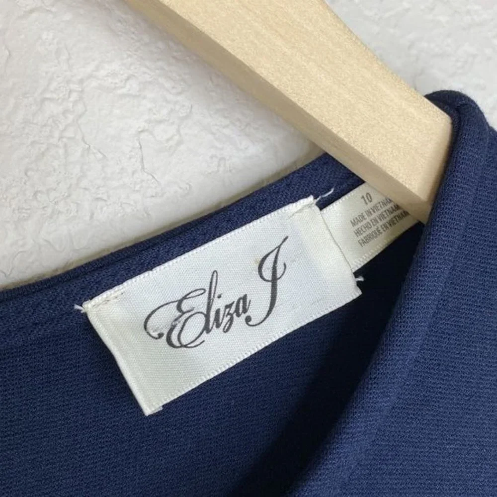 Eliza J NWT Fit to Flare Navy Color block Dress Size 10 - Picture 6 of 12
